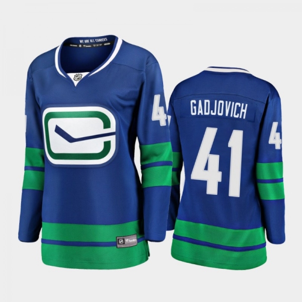 Women's 2021 Vancouver Canucks Jonah Gadjovich #41 Alternate Jersey - Blue