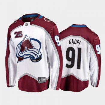 Men Colorado Avalanche Nazem Kadri #91 25th Anniversary White 2020-21 Away Jersey