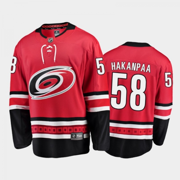 Men's Carolina Hurricanes Jani Hakanpaa #58 Home Red 2021 Jersey