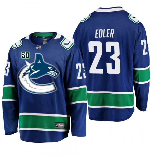 Canucks Alexander Edler #23 50th Anniversary Home Jersey - Blue