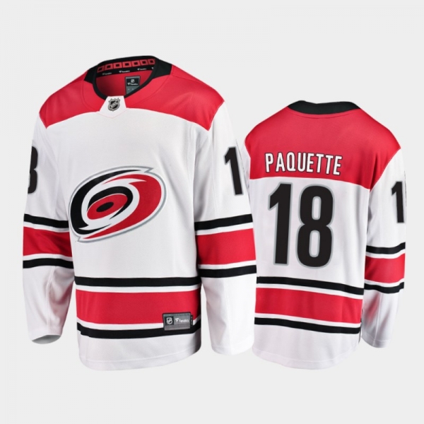 Men's Carolina Hurricanes Cedric Paquette #18 Away White 2021 Breakaway Jersey