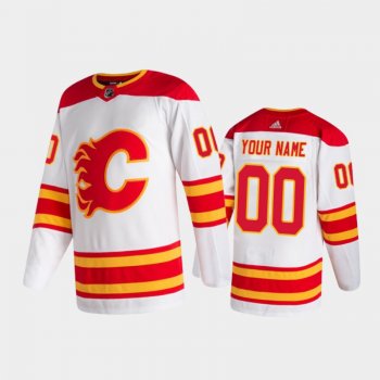 Calgary Flames Custom #00 Away White 2020-21 Authentic Pro Jersey