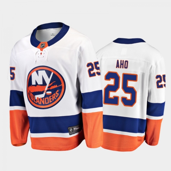 Men's New York Islanders Sebastian Aho #25 Away White 2020-21 Breakaway Player Jersey