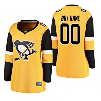 Women's Custom #00 Pittsburgh Penguins 2019 Alternate Breakaway Player Gold Bargain Jersey