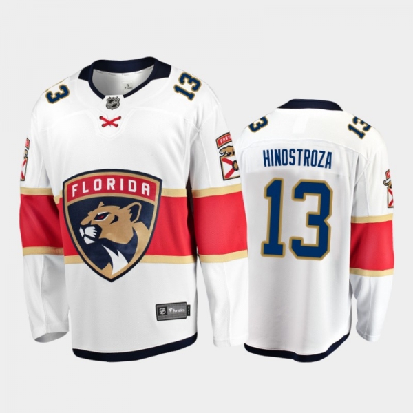 Florida Panthers Vinnie Hinostroza #13 Away White 2020-21 Breakaway Player Jersey