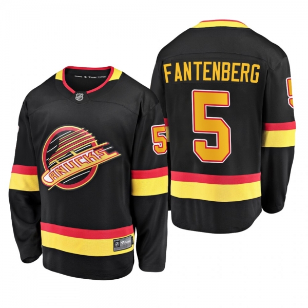 Oscar Fantenberg #5 Canucks 90's Flying Skate 50th Anniversary Black Premier Breakaway Player Jersey