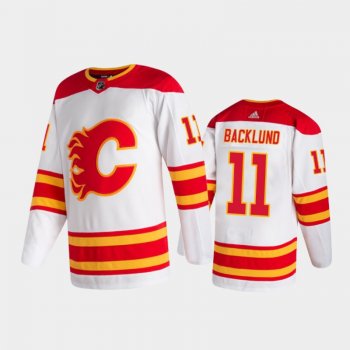 Calgary Flames Mikael Backlund #11 Away White 2020-21 Authentic Pro Jersey