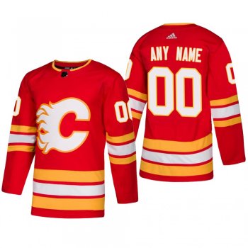 Men's Calgary Flames Custom #00 2018-19 Alternate Reasonable Adidas Authentic Jersey - Red