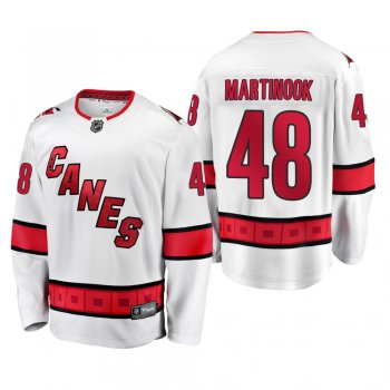 Carolina Hurricanes Jordan Martinook #48 Away White 2019-20 Breakaway Player Jersey