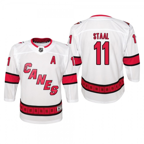 Youth Carolina Hurricanes Jordan Staal #11 Away Premier White Jersey