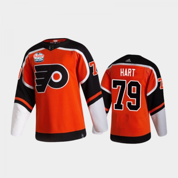 Men's Philadelphia Flyers Carter Hart #79 2021 Lake Tahoe Orange Authentic Patch Jersey