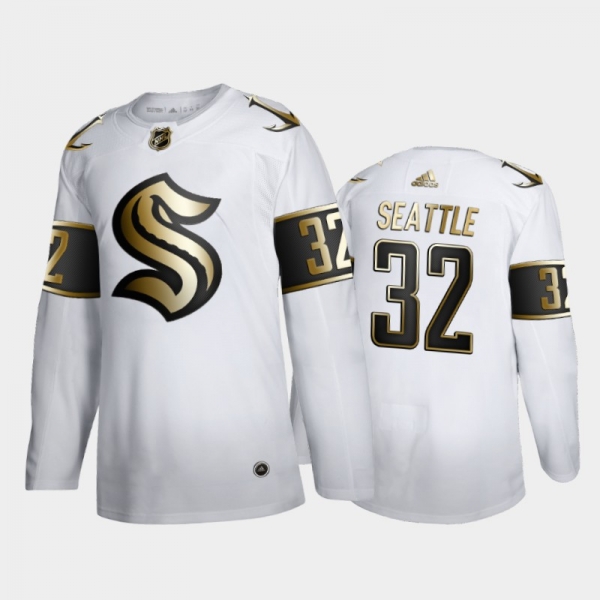 Men's Seattle Kraken 32nd Club #32 Limited Golden Edition White Jersey