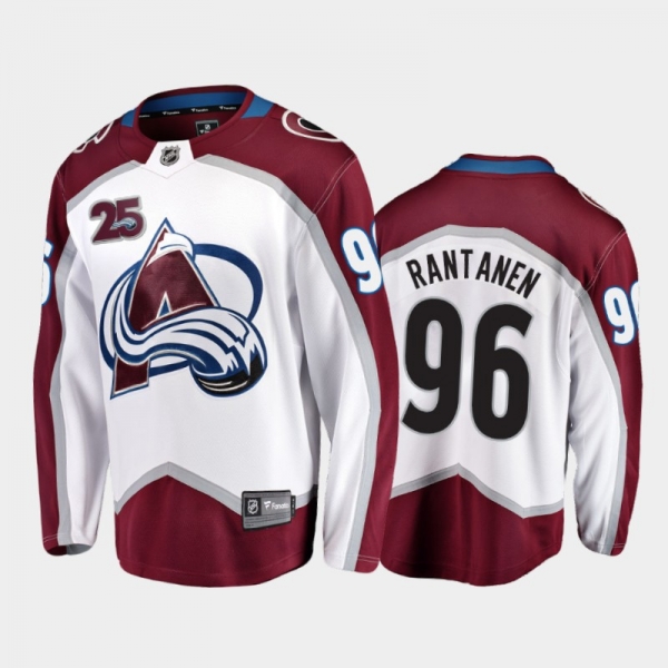 Men Colorado Avalanche Mikko Rantanen #96 25th Anniversary White 2020-21 Away Jersey