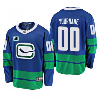 Canucks Custom #00 50th Anniversary Alternate Jersey - Blue