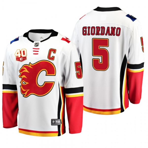 Calgary Flames Mark Giordano #5 40th Anniversary White Away Jersey