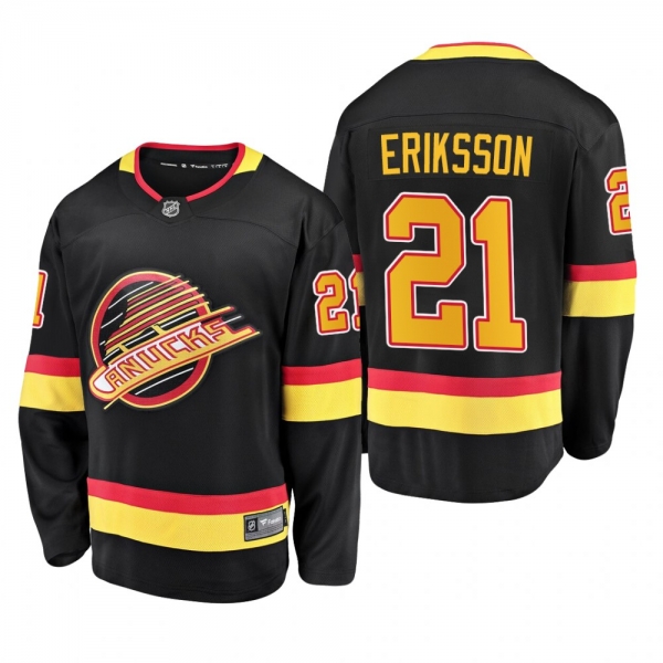 Loui Eriksson #21 Canucks 90's Flying Skate 50th Anniversary Black Premier Breakaway Player Jersey