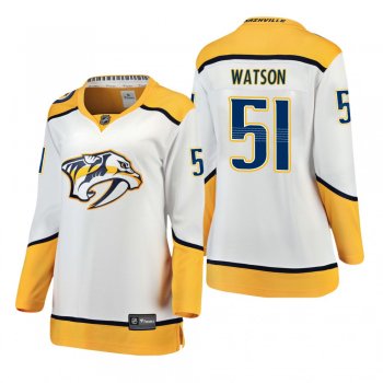 Women's Austin Watson #51 Nashville Predators Away Breakaway Player White Bargain Jersey