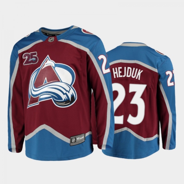 Men Colorado Avalanche Milan Hejduk #23 25th Anniversary Burgundy 2020-21 Home Jersey