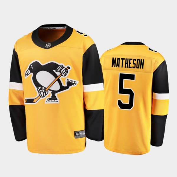 Pittsburgh Penguins Mike Matheson #5 Alternate Gold 2020-21 Breakaway Player Jersey