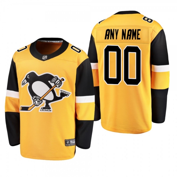 Men's Pittsburgh Penguins Custom #00 2019 Alternate Reasonable Breakaway Jersey - Gold