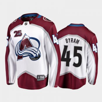 Men Colorado Avalanche Bowen Byram #45 25th Anniversary White 2020-21 Away Jersey