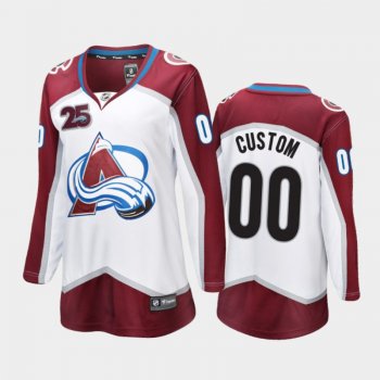 Women's 2020-21 Colorado Avalanche Custom #00 25th Anniversary Away Jersey - White