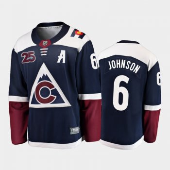 Men Colorado Avalanche Arik Johnson #6 25th Anniversary Navy 2020-21 Alternate Jersey