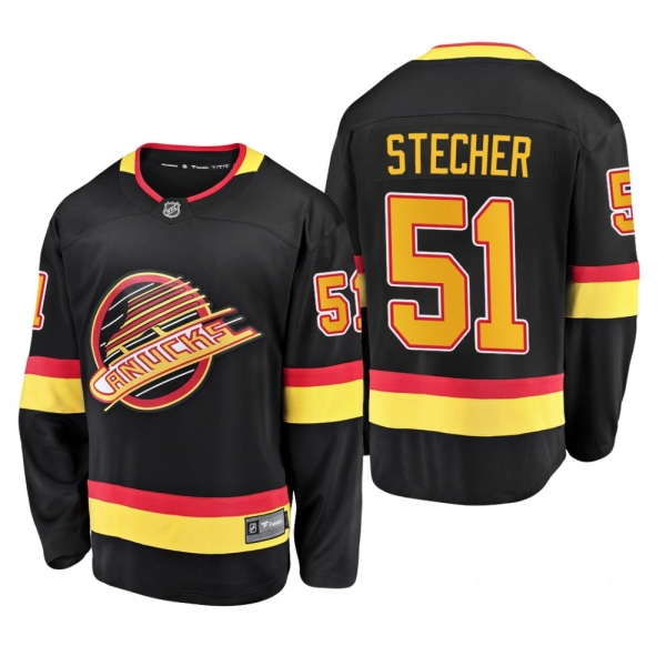 Troy Stecher #51 Canucks 90's Flying Skate 50th Anniversary Black Premier Breakaway Player Jersey