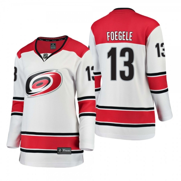 Women's Warren Foegele Carolina Hurricanes Away White Breakaway Player Cheap Jersey