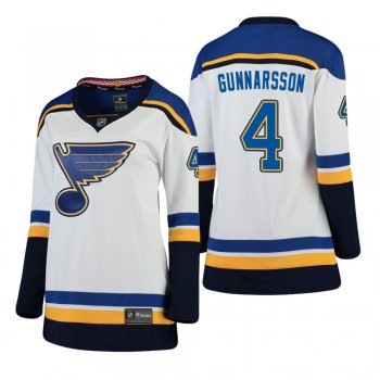 Women's Carl Gunnarsson #4 St. Louis Blues Away Breakaway Player White Bargain Jersey