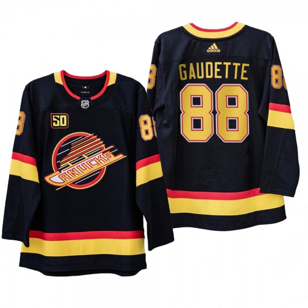 Vancouver Canucks Adam Gaudette #88 50th Anniversary Black Adizero Throwback Jersey