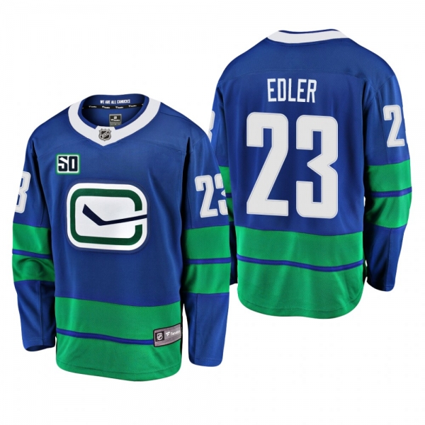 Canucks Alexander Edler #23 50th Anniversary Alternate Jersey - Blue