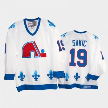 Joe Sakic #19 Quebec Nordiques Heritage Vintage White Replica Jersey