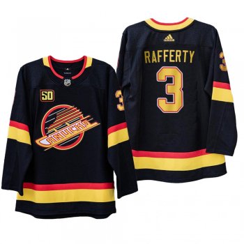 Vancouver Canucks Brogan Rafferty #3 50th Anniversary Black Adizero Throwback Jersey