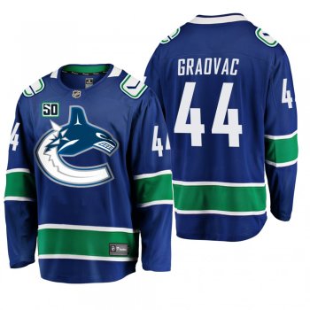 Canucks Tyler Graovac #44 50th Anniversary Home Jersey - Blue