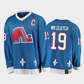 Men's Quebec Nordiques Joe Sakic #19 Heritage Retired Player Nikename Blue Jersey