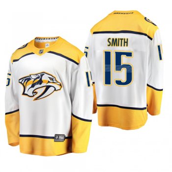 Men's Nashville Predators Craig Smith #15 Away White Breakaway Player Cheap Jersey