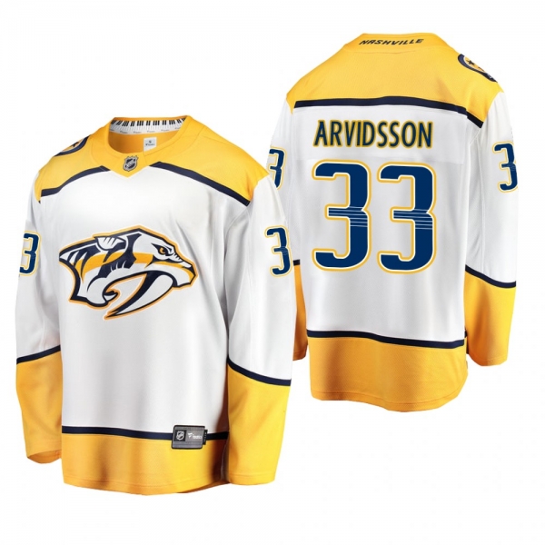 Men's Nashville Predators Viktor Arvidsson #33 Away White Breakaway Player Cheap Jersey