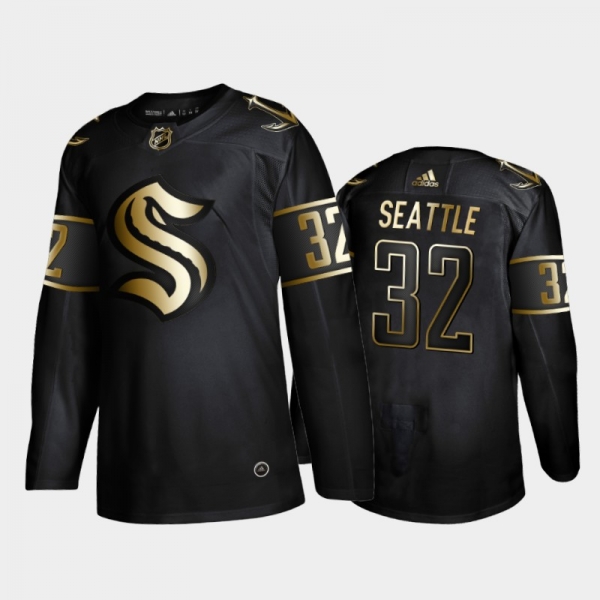 Men's Seattle Kraken 32nd Club #32 Limited Golden Edition Black Jersey