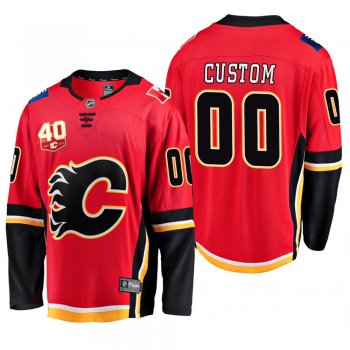 Calgary Flames Custom #00 40th Anniversary Red Home Jersey