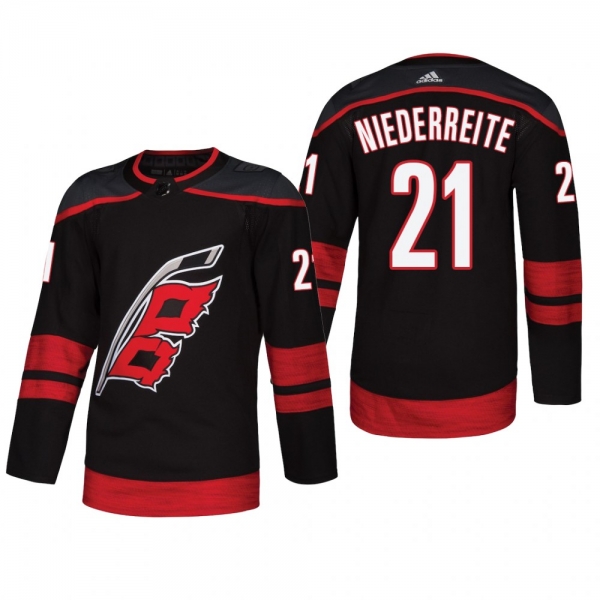 Men's Carolina Hurricanes Nino Niederreiter #21 2018 Alternate Reasonable Authentic Jersey - Black