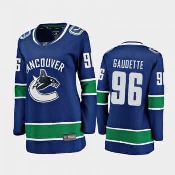 Women's 2020-21 Vancouver Canucks Adam Gaudette #96 Home Breakaway Player Jersey - Blue