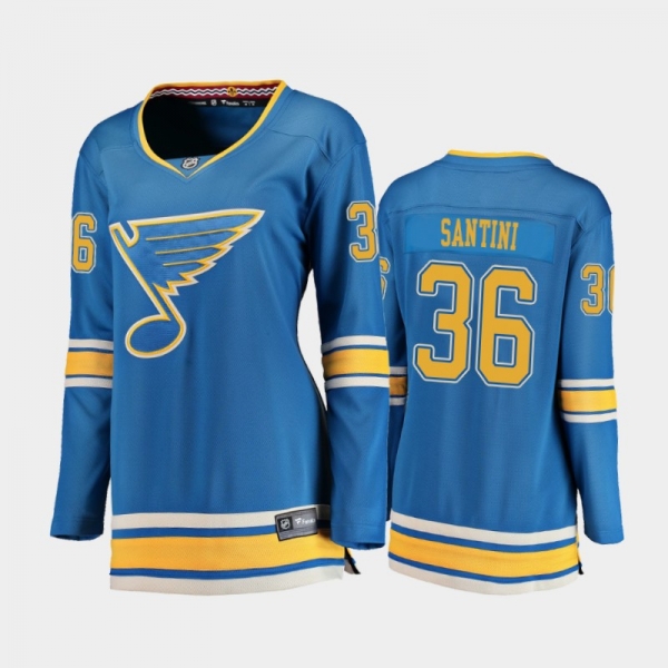 Women's 2021 St. Louis Blues Steven Santini #36 Alternate Jersey - Blue