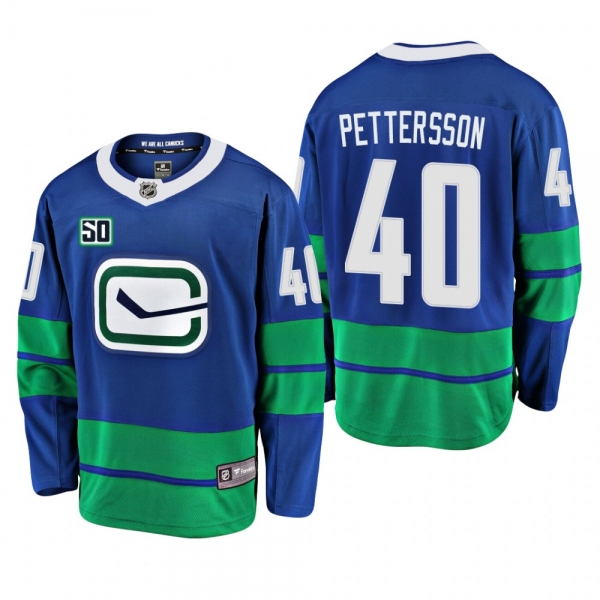 Canucks Elias Pettersson #40 50th Anniversary Alternate Jersey - Blue