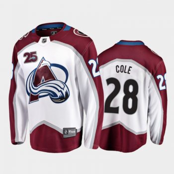 Men Colorado Avalanche Ian Cole #28 25th Anniversary White 2020-21 Away Jersey