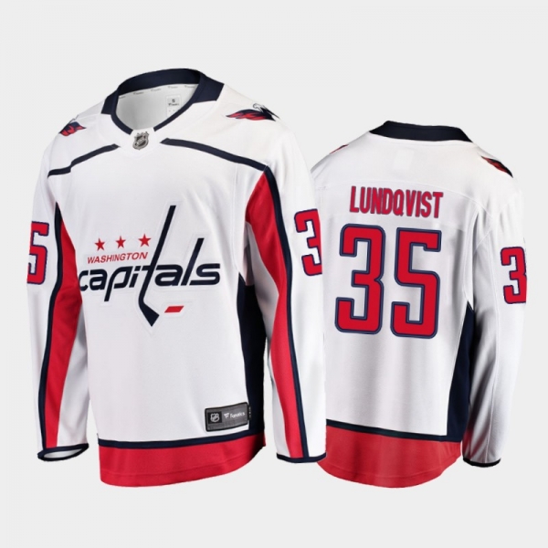 Washington Capitals Henrik Lundqvist #35 Away White 2020-21 Breakaway Player Jersey