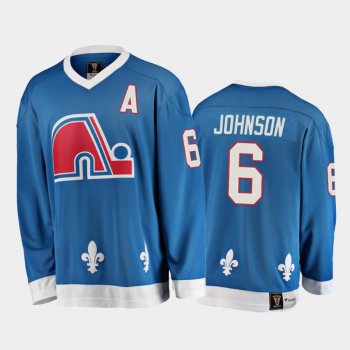 Arik Johnson #6 Quebec Nordiques Heritage Vintage Blue 25th Season Jersey