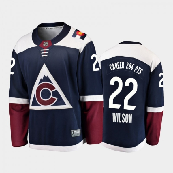 Men's Colorado Avalanche Colin Wilson #22 Career 286 PTS Alternate Retirement Navy Jersey