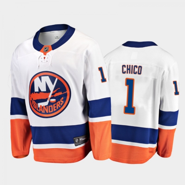 Men's New York Islanders Glenn Resch #1 Away Retired Player Nikename White Jersey