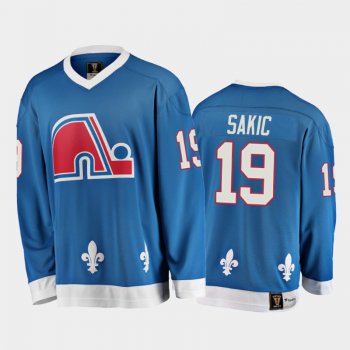 Joe Sakic #19 Quebec Nordiques Heritage Vintage Blue 25th Season Jersey